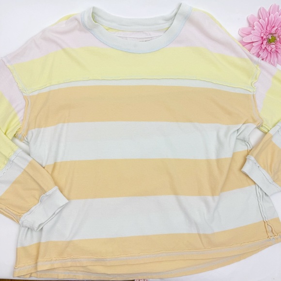 Free People X We The Free Sundae Funday Long Sleeve Tee Pullover Pastel Combo - Picture 6 of 12